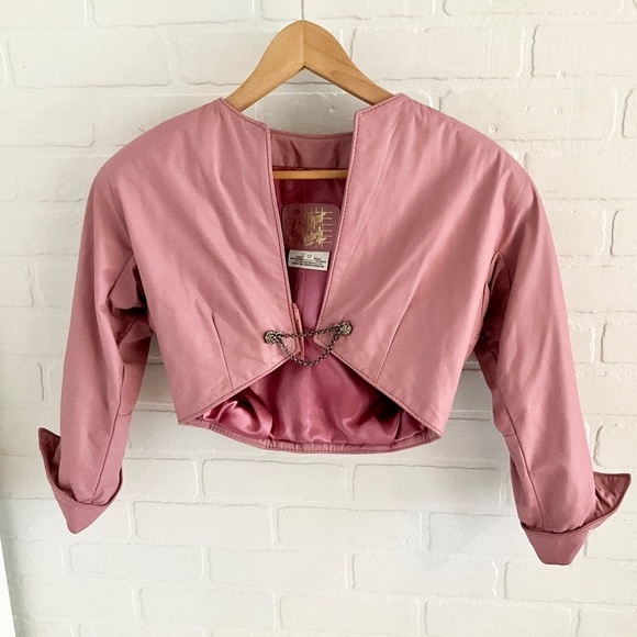 Vintage Y2K Real Leather Jacket The Ranch Crop Lions chain Pink Mobwife 0 - Picture 1 of 8